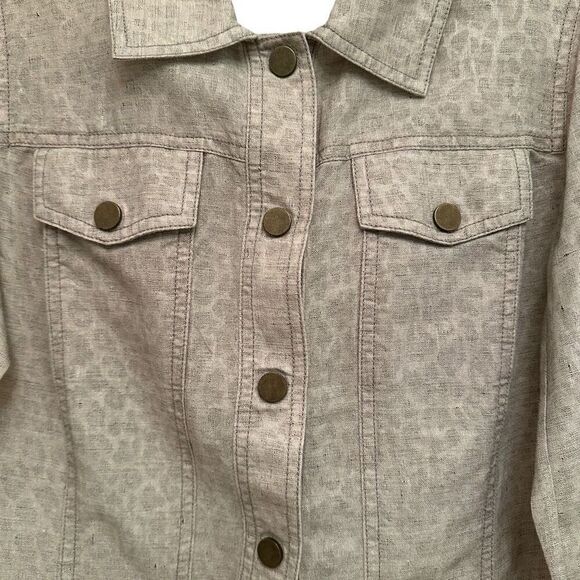 Neutral animal print linen jacket by Don Caster- size S - Picture 3 of 7